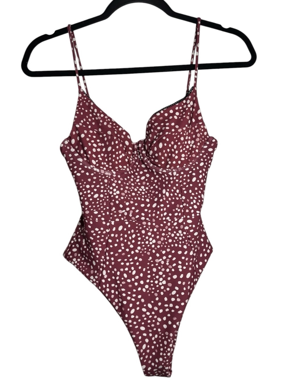 Skatie Rachel Burgundy and White Polka Dot Dress